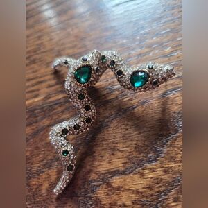 Emerald Green and Gold Snake Earrings